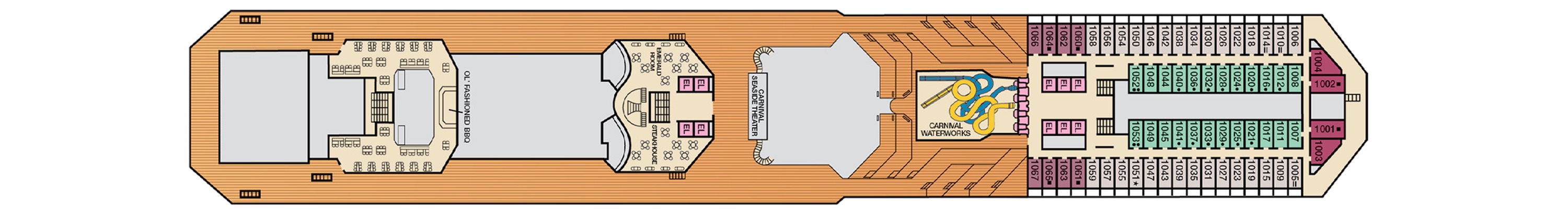 Deck 10 plan on Carnival Glory