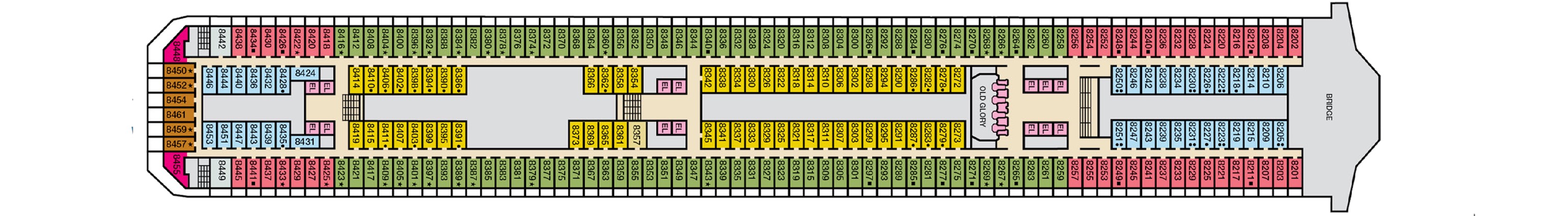 Deck 8 plan on Carnival Glory