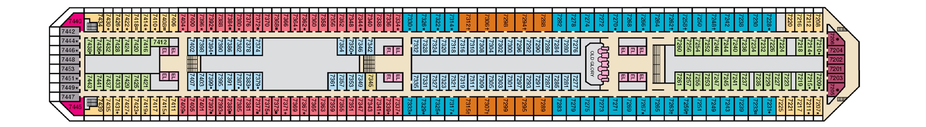 Deck 7 plan on Carnival Glory