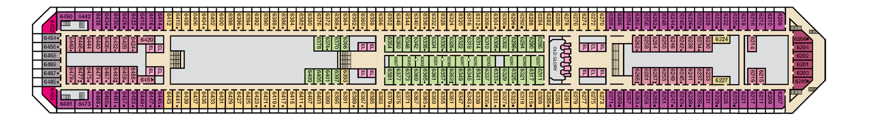 Deck 6 plan on Carnival Glory