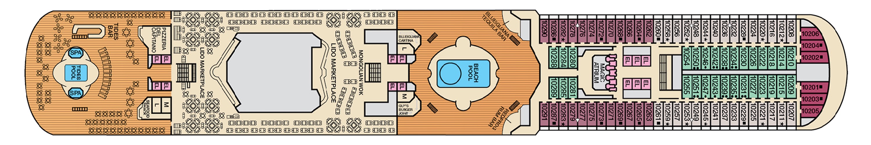 Deck 10 plan on Carnival Magic