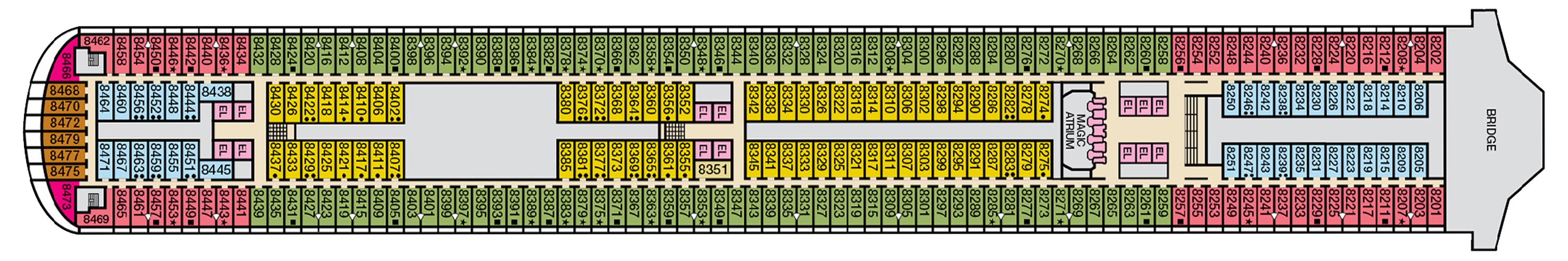 Deck 8 plan on Carnival Magic