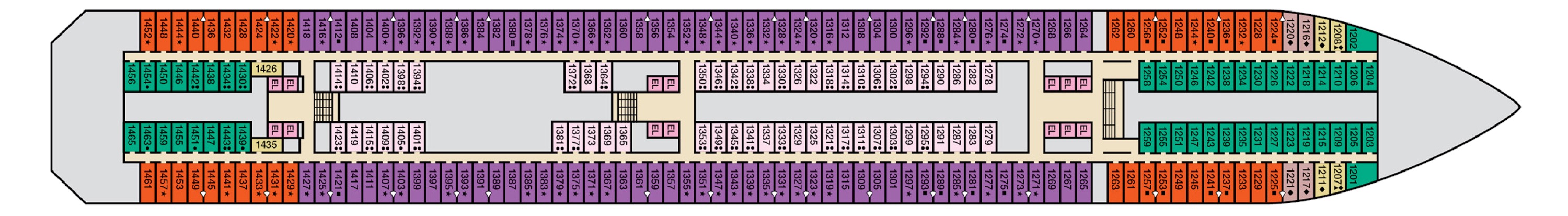 Deck 1 plan on Carnival Glory