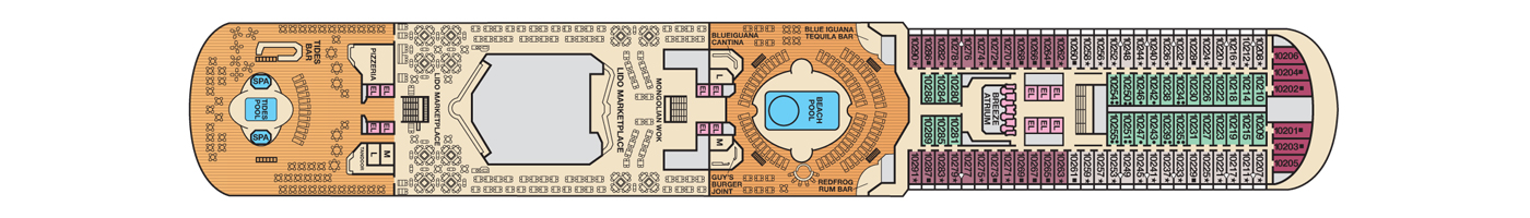 Deck 10 plan on Carnival Breeze