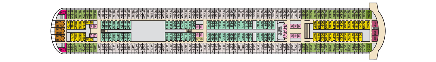 Deck 9 plan on Carnival Breeze