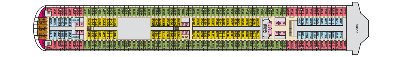 Deck 8 plan on Carnival Breeze