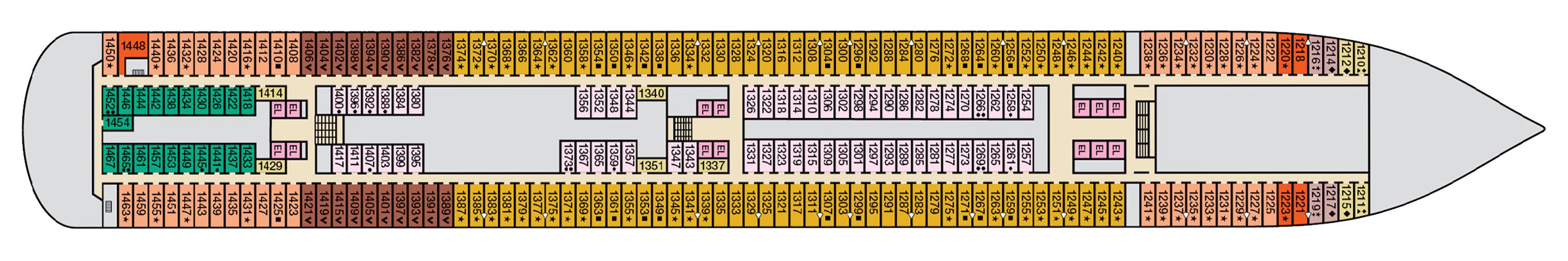 Deck 1 plan on Carnival Magic
