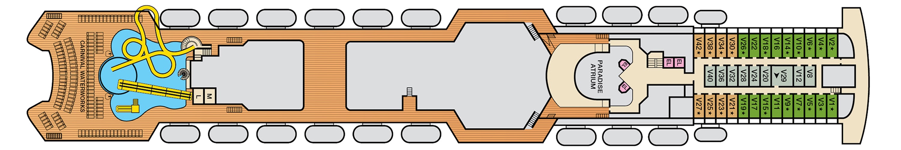 Deck 11 plan on Carnival Paradise