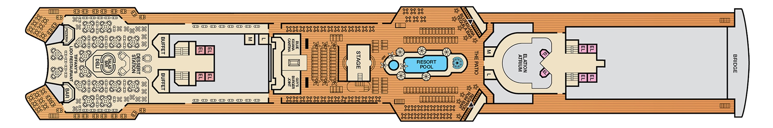 Deck 10 plan on Carnival Elation