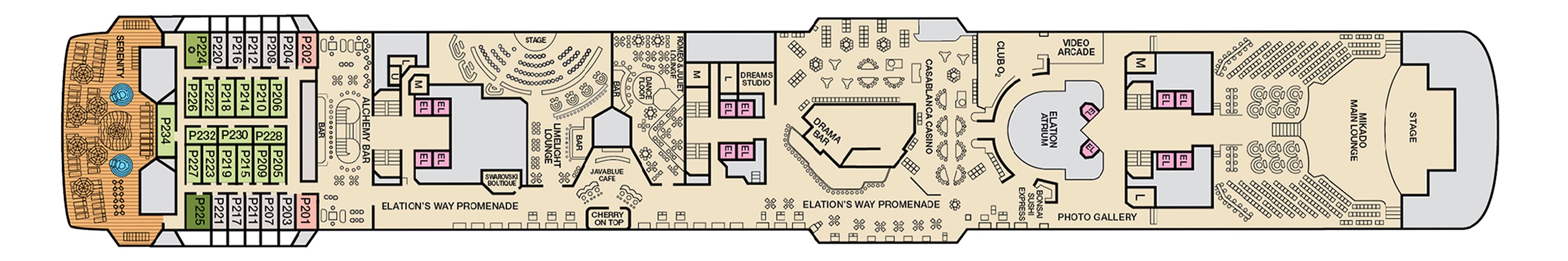 Deck 9 plan on Carnival Elation