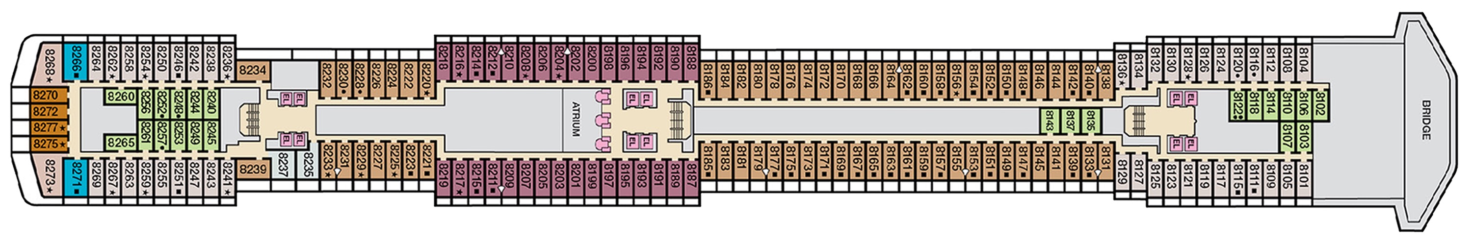 Deck 8 plan on Carnival Legend
