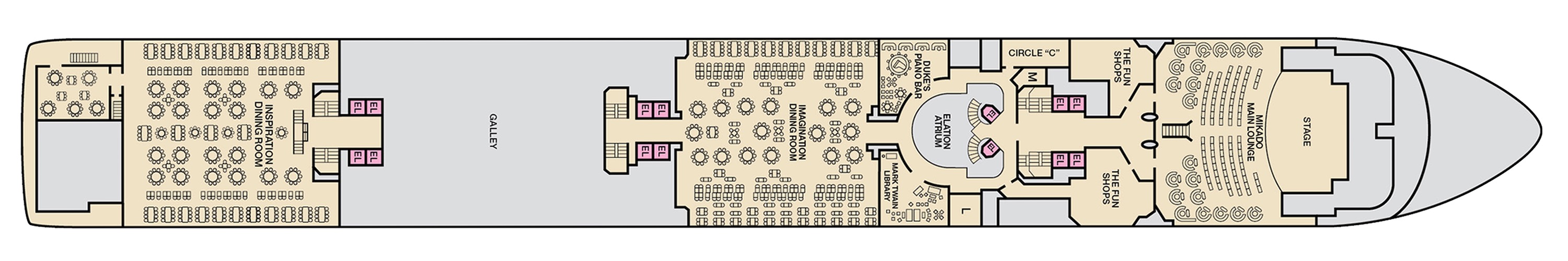 Deck 8 plan on Carnival Elation