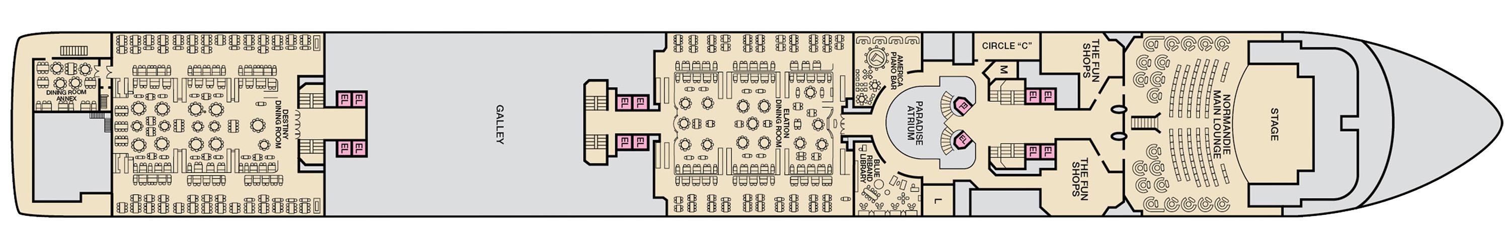 Deck 8 plan on Carnival Paradise
