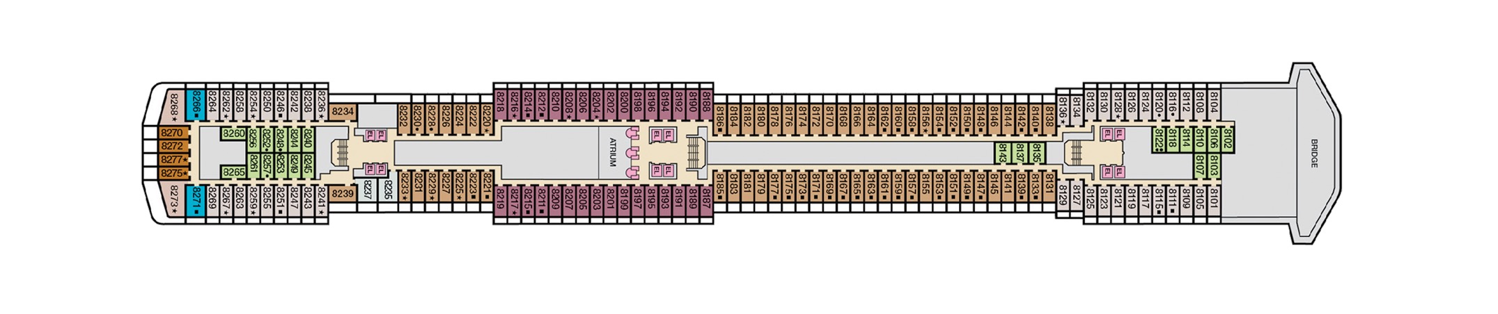 Deck 8 plan on Carnival Pride