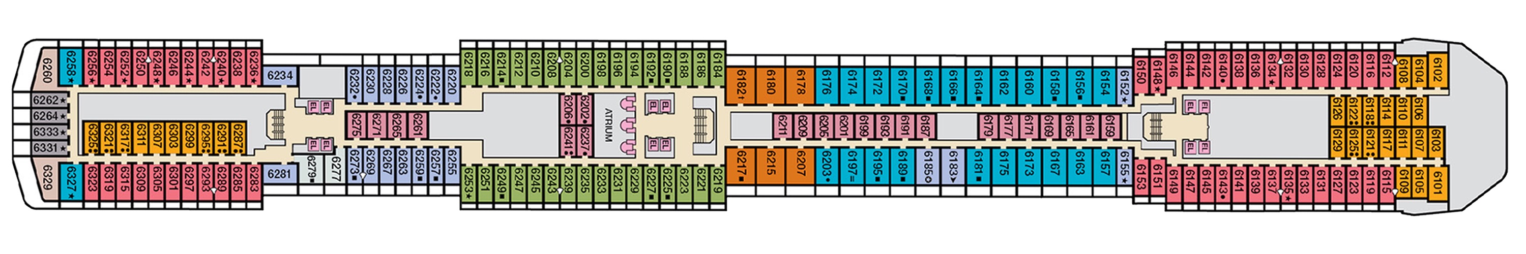 Deck 6 plan on Carnival Legend