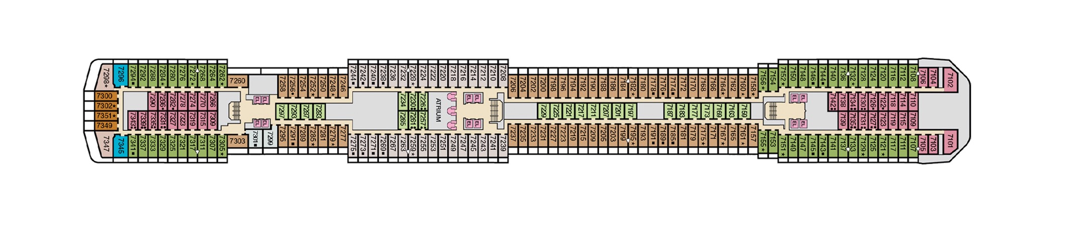 Deck 7 plan on Carnival Pride