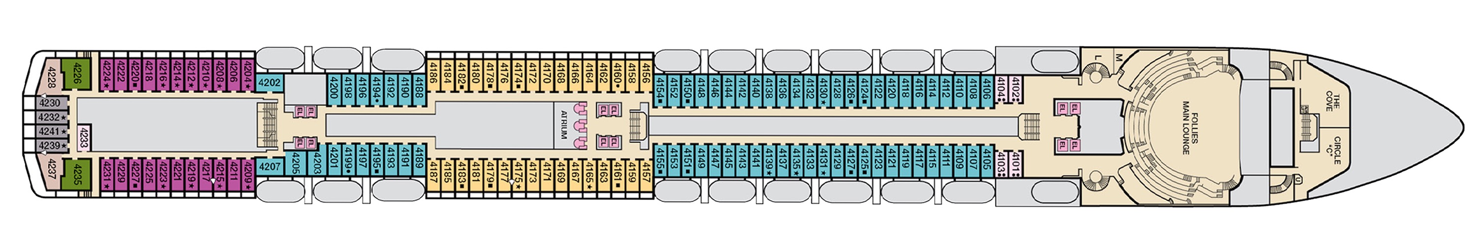 Deck 4 plan on Carnival Legend