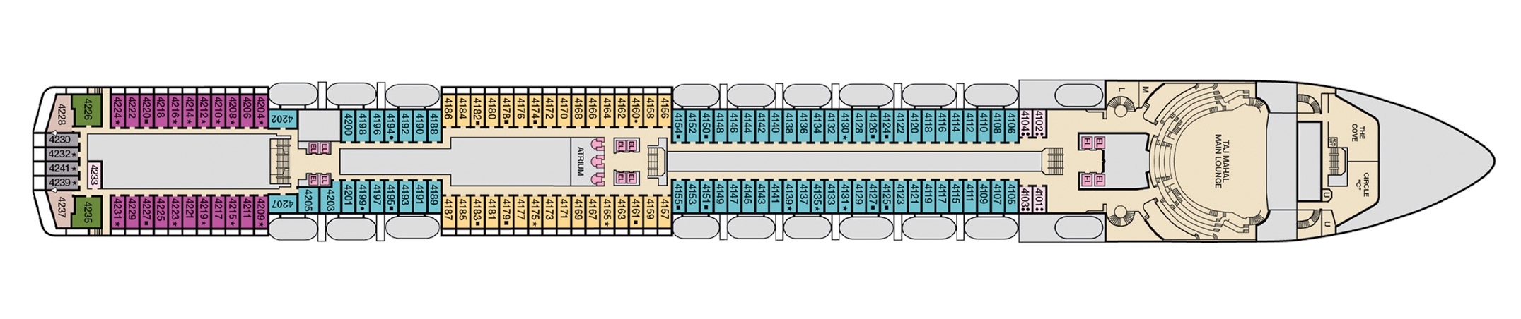 Deck 4 plan on Carnival Pride