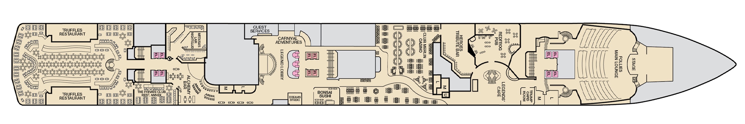 Deck 2 plan on Carnival Legend