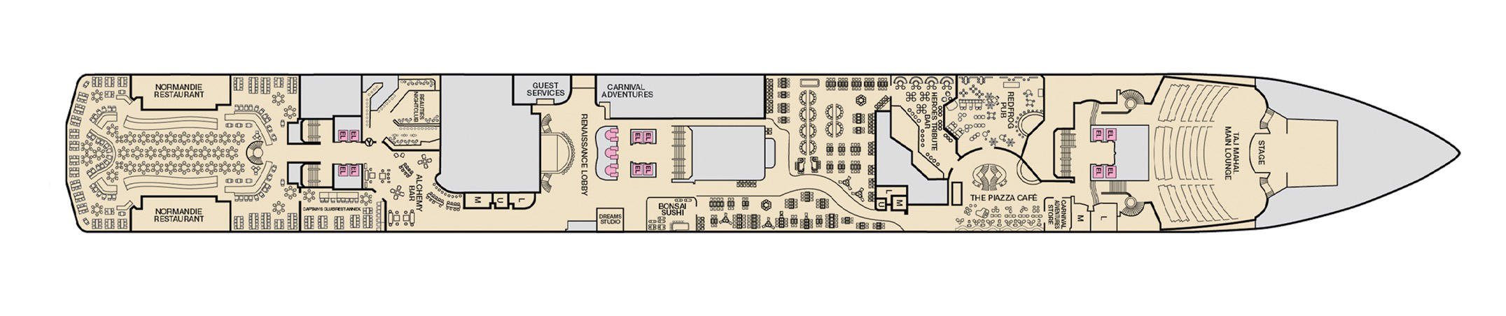 Deck 2 plan on Carnival Pride