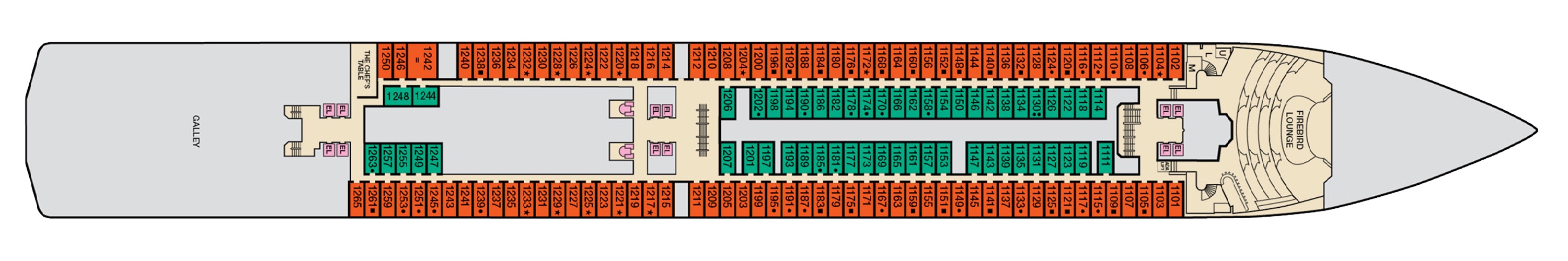 Deck 1 plan on Carnival Legend