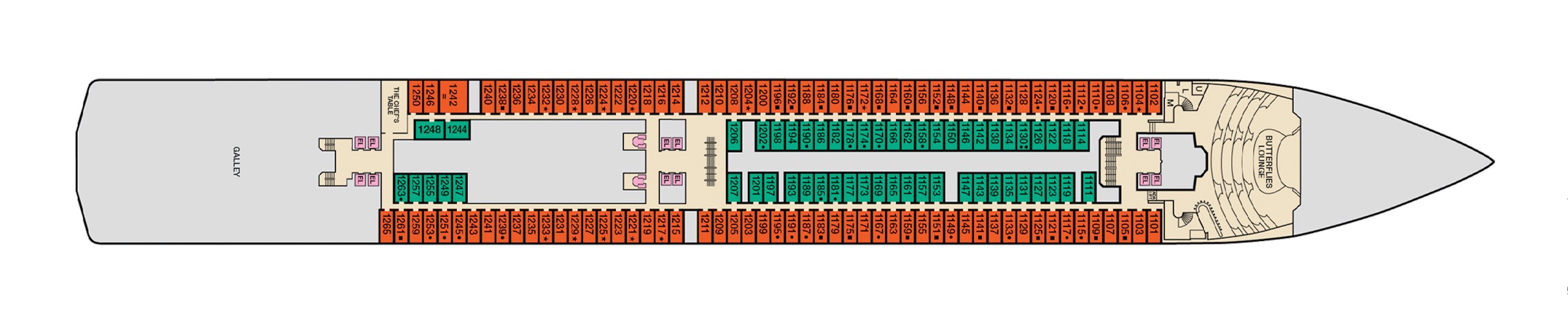 Deck 1 plan on Carnival Pride