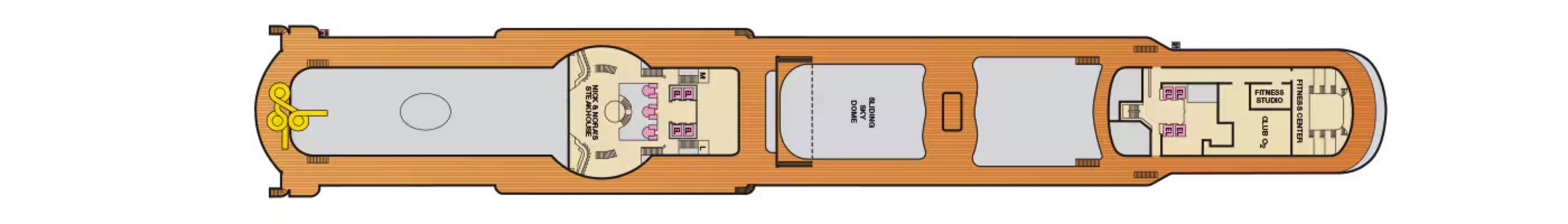 Deck 10 plan on Carnival Miracle