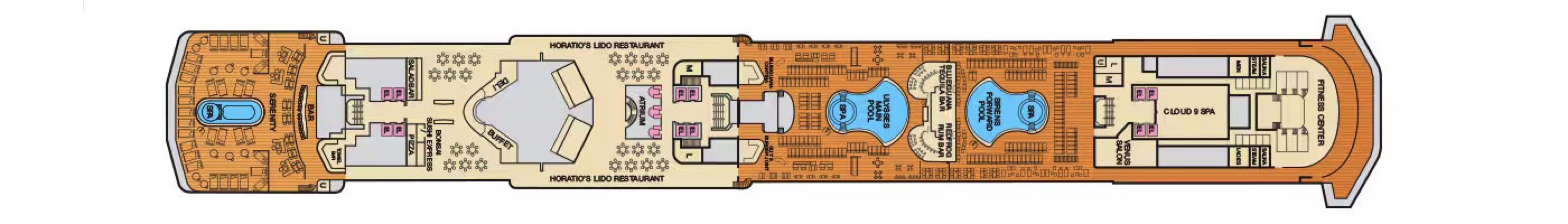 Deck 9 plan on Carnival Miracle