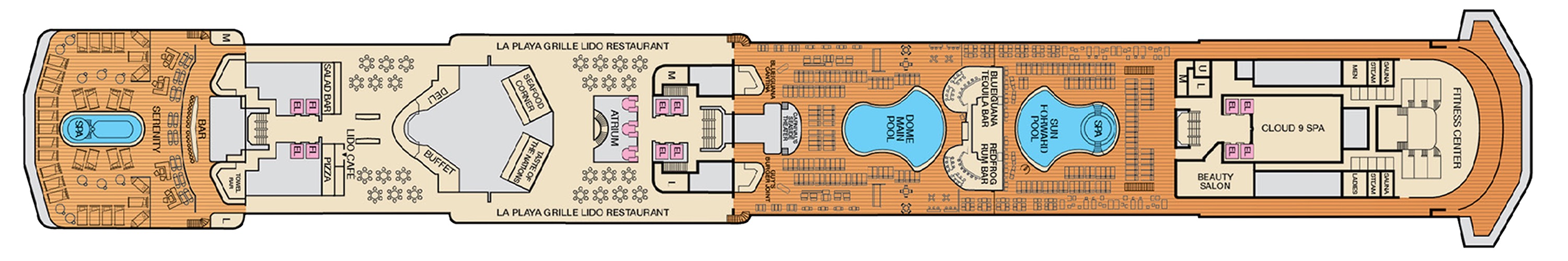 Deck 9 plan on Carnival Spirit