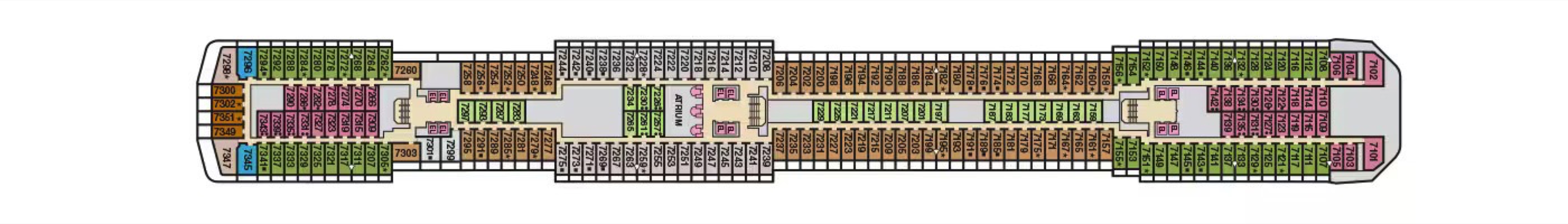 Deck 7 plan on Carnival Miracle