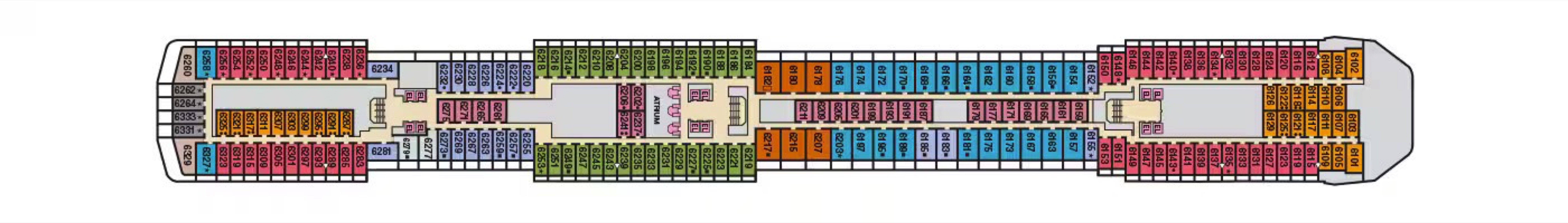Deck 6 plan on Carnival Miracle