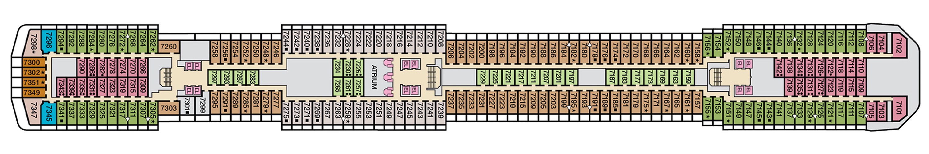Deck 7 plan on Carnival Spirit