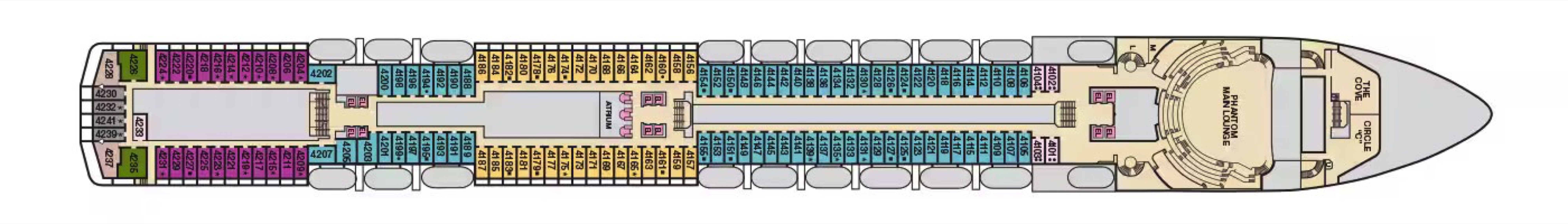 Deck 4 plan on Carnival Miracle