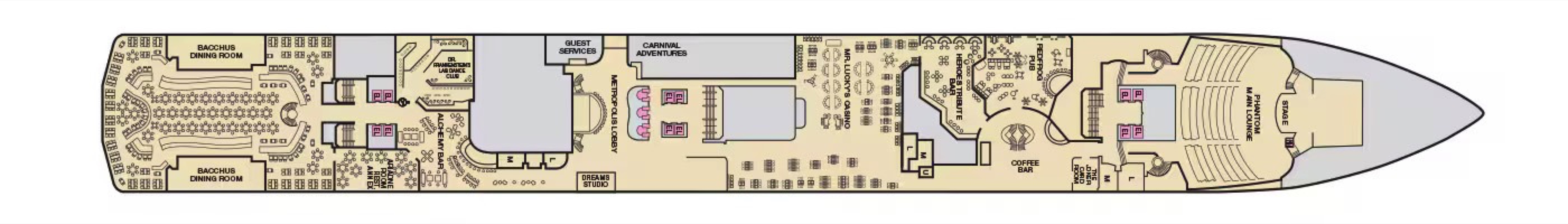 Deck 2 plan on Carnival Miracle