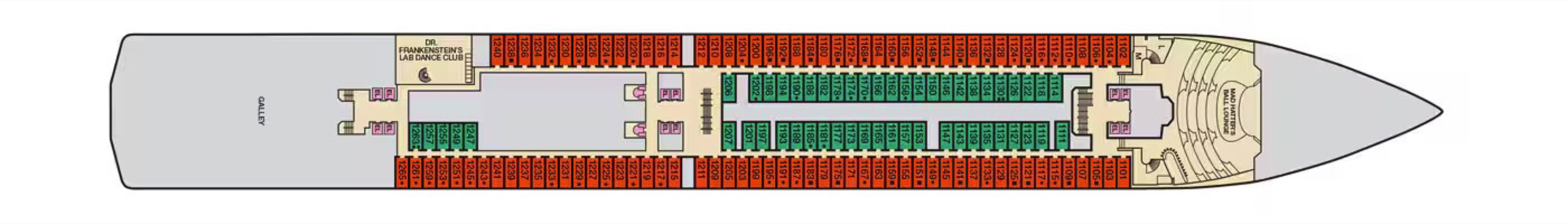 Deck 1 plan on Carnival Miracle