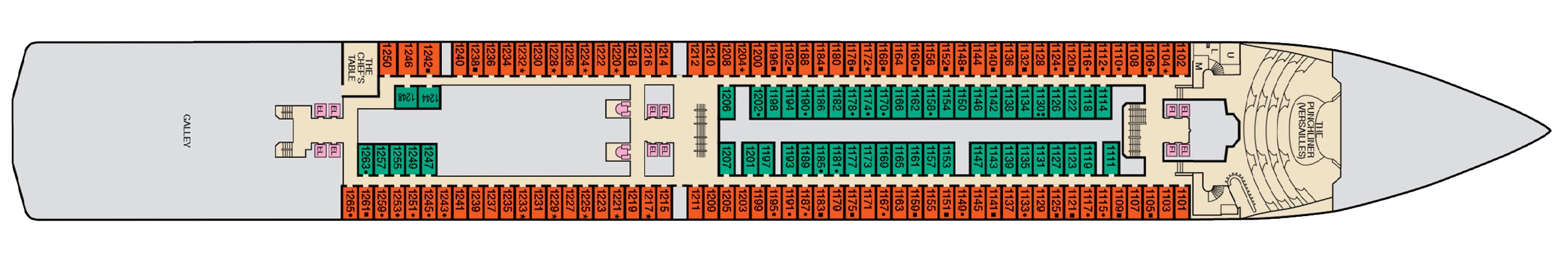 Deck 1 plan on Carnival Spirit