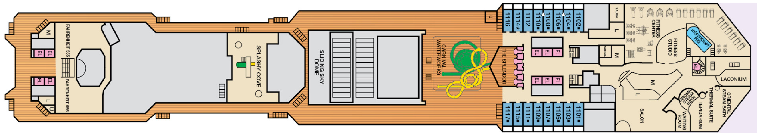 Deck 11 plan on Carnival Splendor
