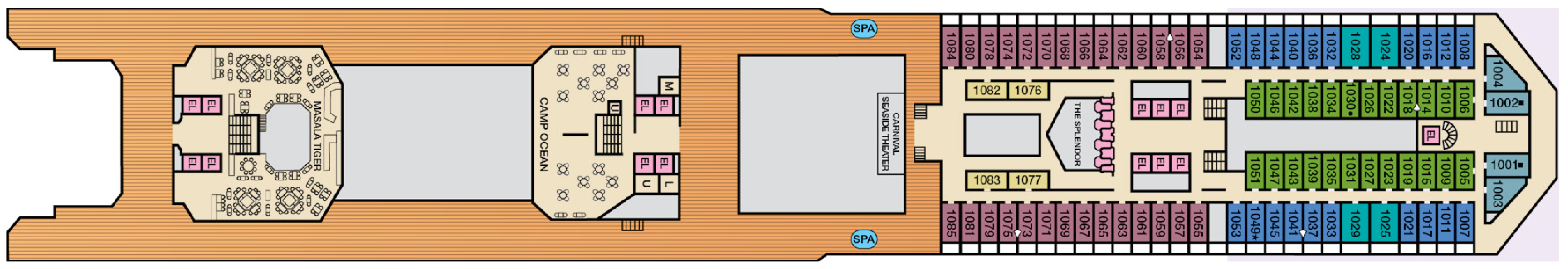 Deck 10 plan on Carnival Splendor