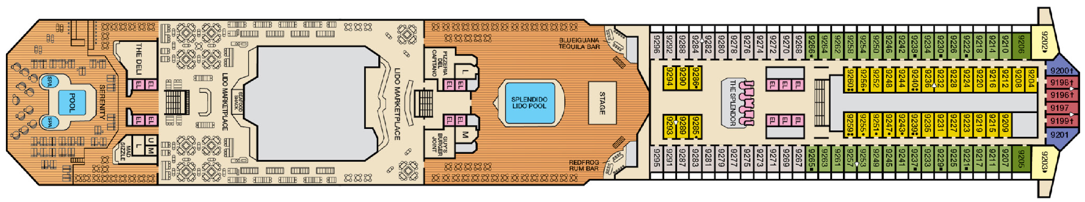 Deck 9 plan on Carnival Splendor