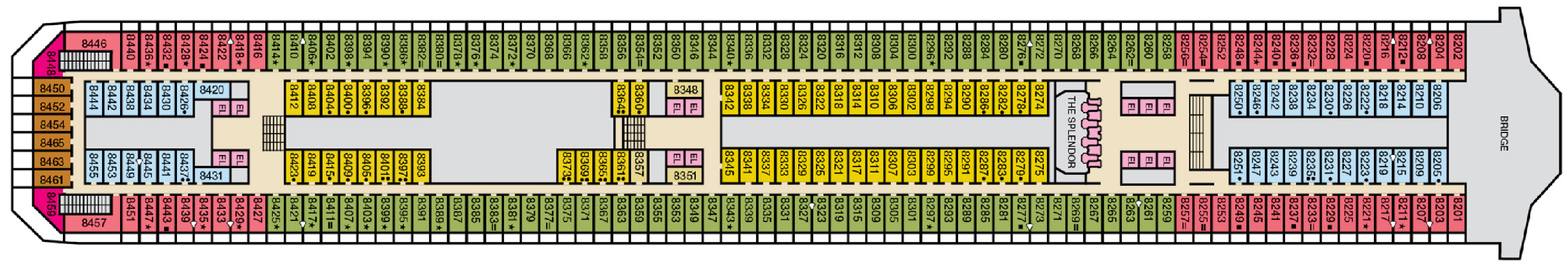Deck 8 plan on Carnival Splendor