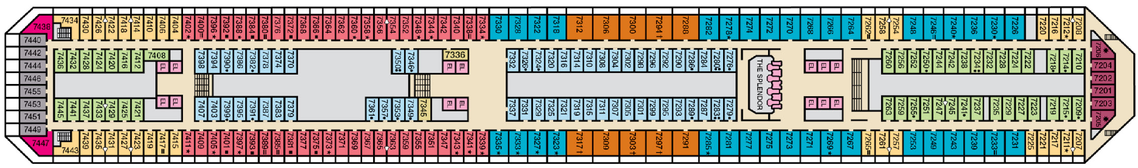 Deck 7 plan on Carnival Splendor