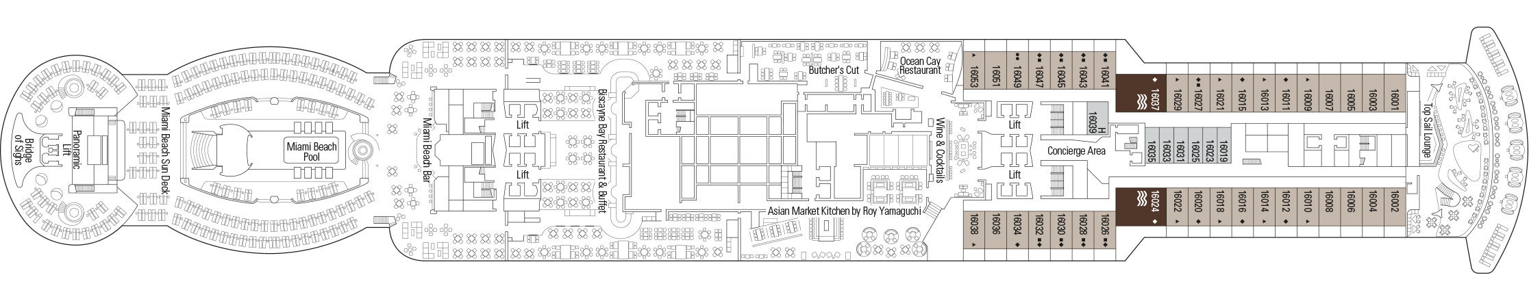 Deck 16 plan on MSC Seaside