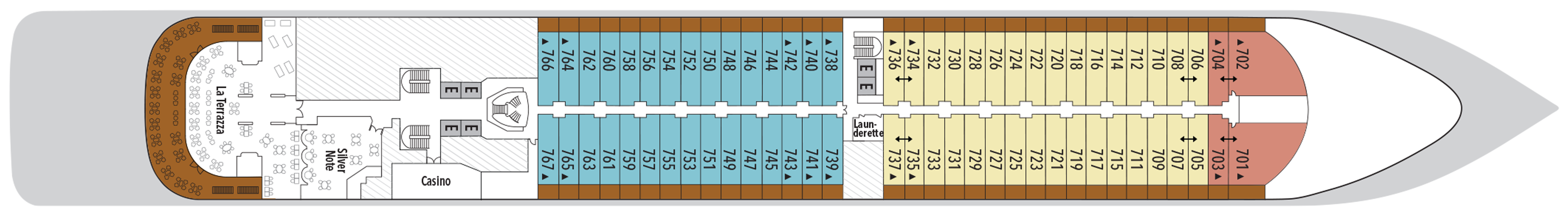Deck 7 plan on Silver Muse