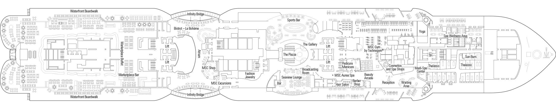 Deck 8 plan on MSC Seaside