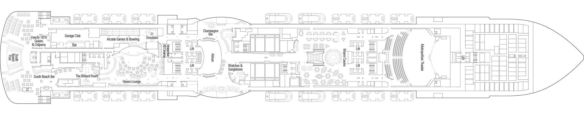 Deck 7 plan on MSC Seaside