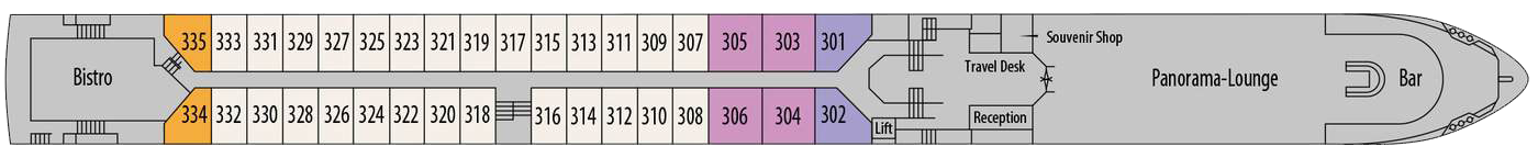 Diamond Deck (Upper Deck) plan on MS Oscar Wilde