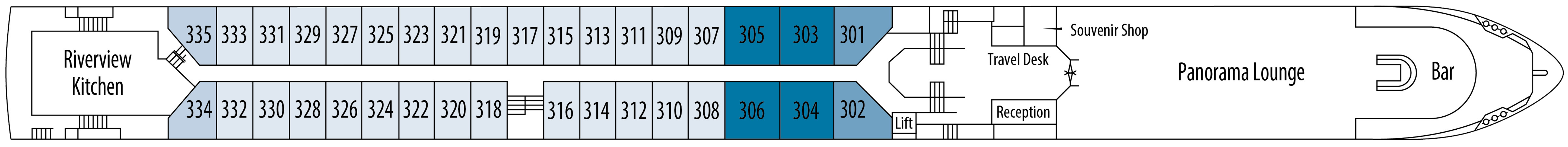 Diamond Deck (Upper Deck) plan on MS Thomas Hardy