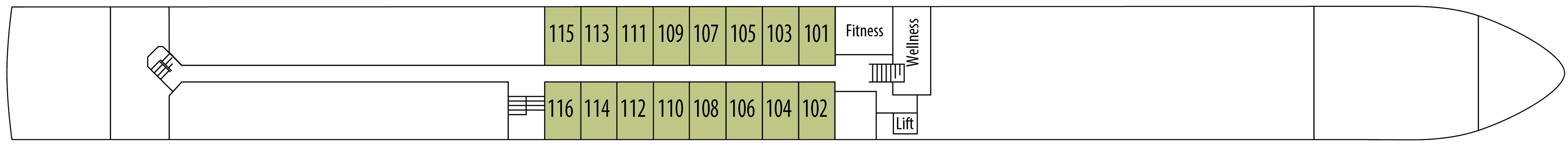 Emerald Deck (Lower) plan on MS Thomas Hardy