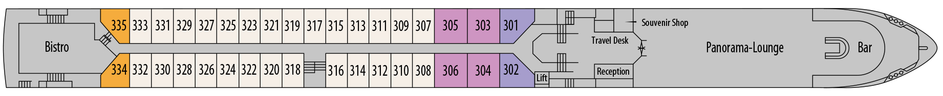 Diamond Deck (Upper Deck) plan on MS Emily Bronte