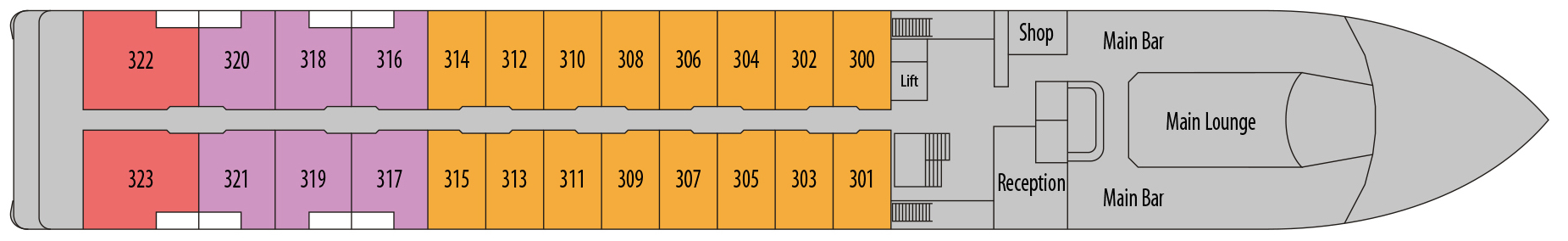 Upper Deck plan on MS Douro Elegance